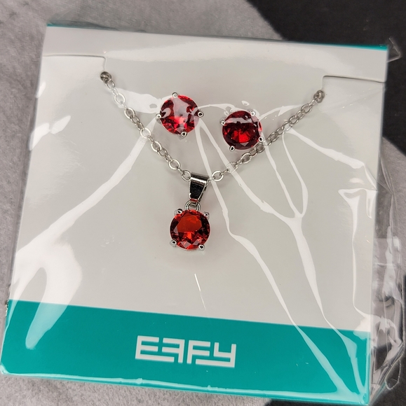 EFFY Jewelry Sets Necklace Pendant and Stud Earrings - Red & Purple Topaz - Picture 3 of 6